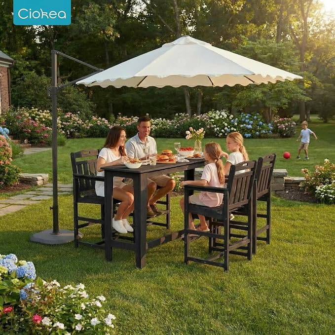 Ciokea 3 Pcs Outdoor Bar Height Table Set, Heavy-Duty All-Weather HDPE Patio - Image 2
