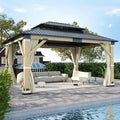 13'x15' Wood Gazebo, Outdoor Solid Wooden Gazebo by 10x10FTHardtopWoodGazebo