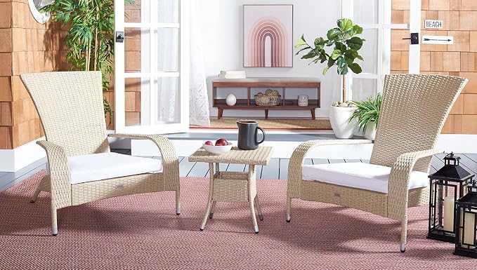 SAFAVIEH Outdoor Patio Furniture Collection Edna 3-Piece Lounge Set - Image 2
