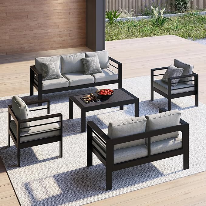 Kiss the Water Outdoor Couch Aluminum Patio Furniture Sofa, 3 Seat All-Weather - Image 9
