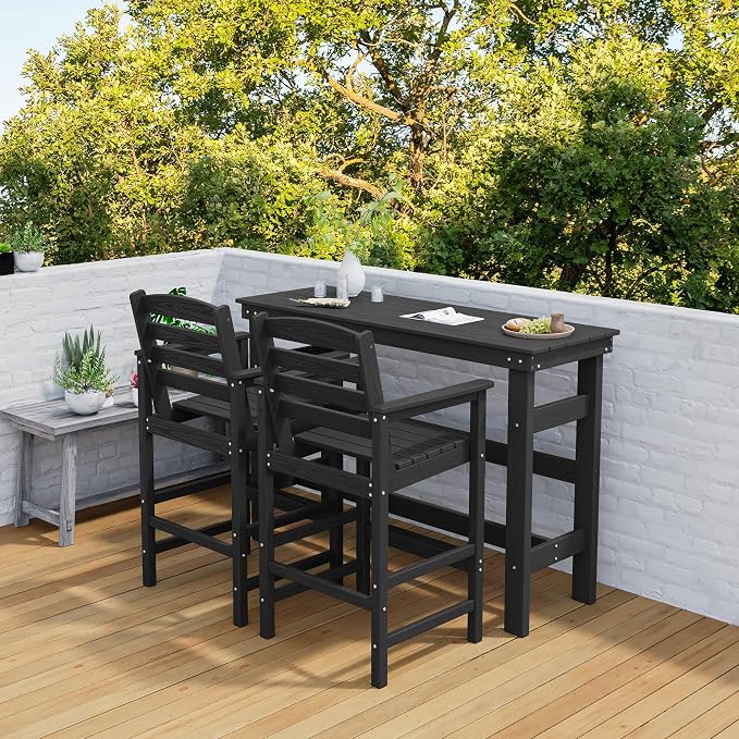 SERWALL 41" Outdoor Bar Table, All Weather HDPE Patio Bar Counter Height Table - Image 2