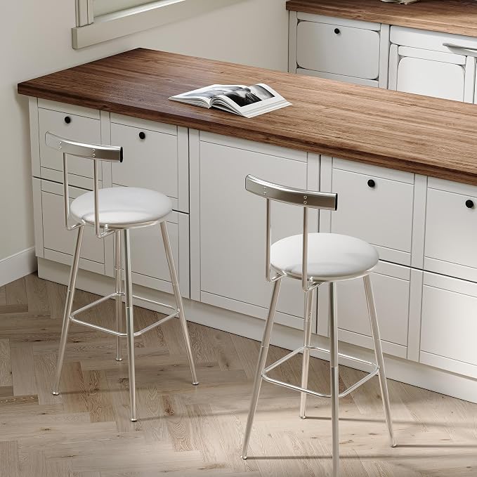 Bar Stools, Bar Chairs with Backrest and Footrest, Industrial Counter Stools - Image 5
