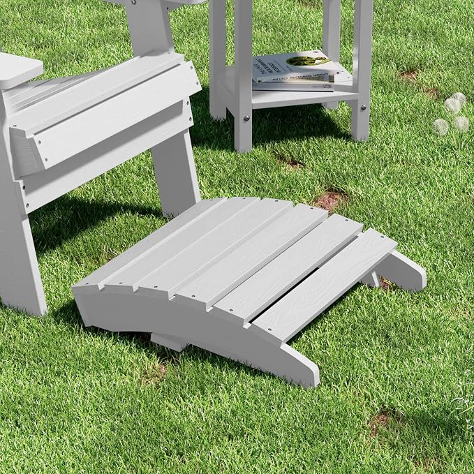 MXIMU Folding Adirondack Ottoman Set of 4: HIPS Plastic Outdoor Footrest Easy - Image 4