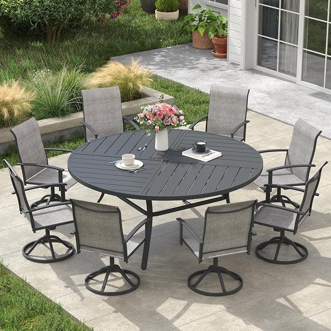 VICLLAX 60" Round Outdoor Table, Patio Dining Table - Image 4