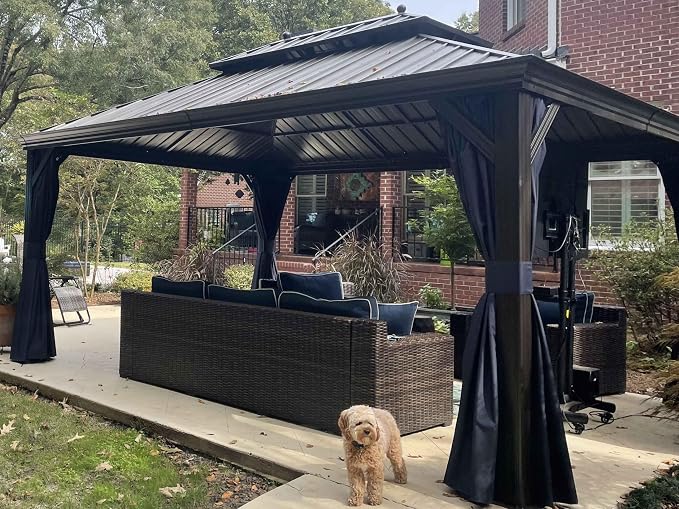 PURPLE LEAF Hardtop Gazebo 12' X 16' Metal Roof by PURPLELEAF