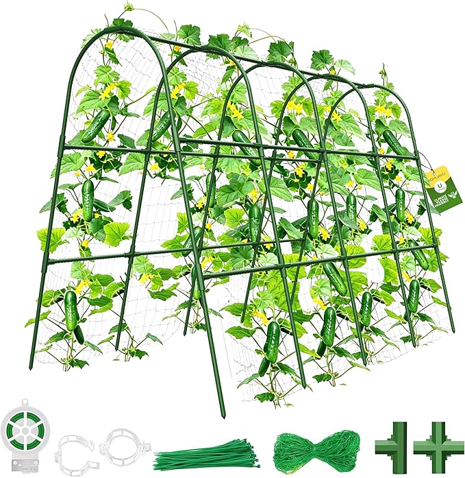 Cucumber Trellis for Raised Bed, U-Shape Garden Trellis for Climbing Plants by MQHUAYU