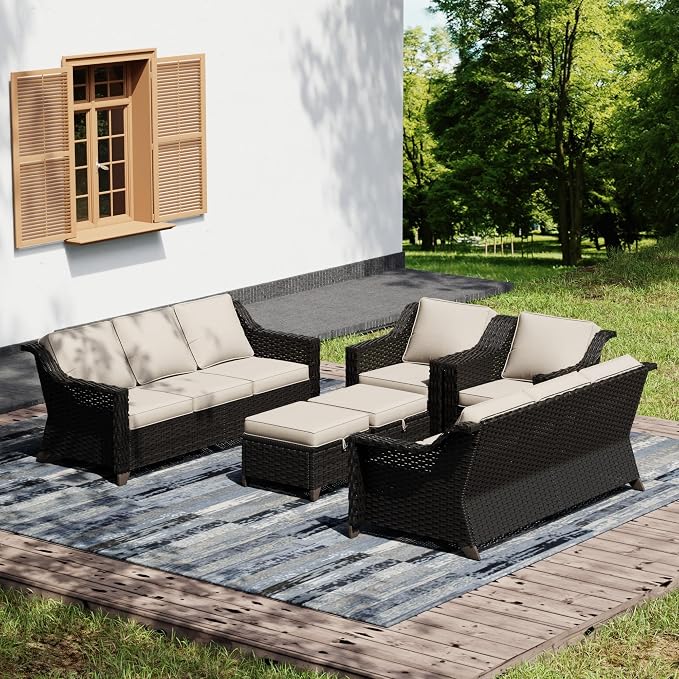 Joyside Wicker Patio Furniture Sets, 6 Pieces Upgraded Large Size Outdoor by Joyside