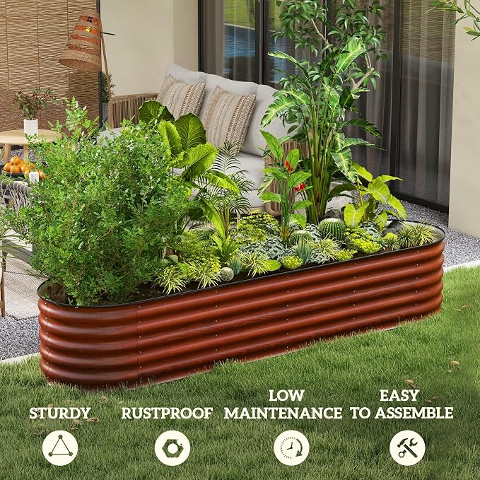 Outsunny 8' x 2' x 1.4' Galvanized Raised Garden Bed Kit, Outdoor Metal - Image 6