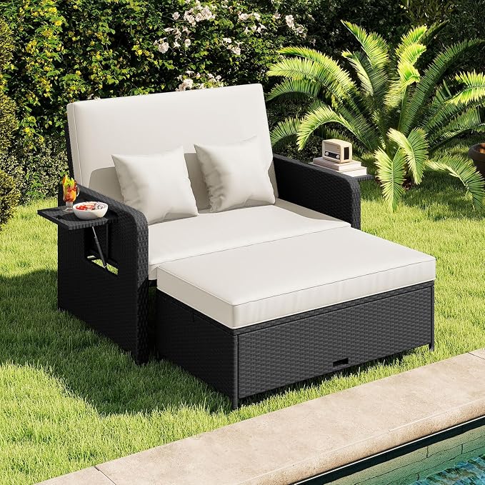 COSTWAY Patio Rattan Daybed - Image 2