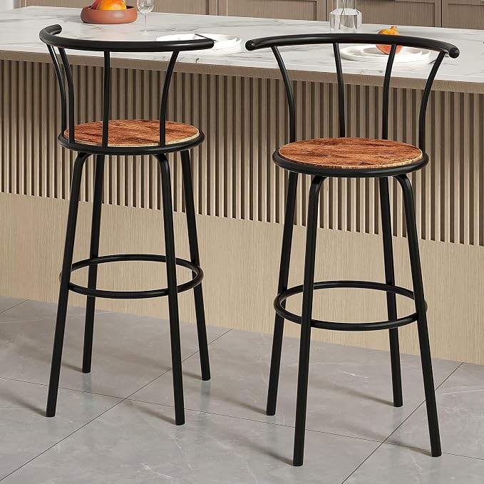 VECELO Bar Stools Set of 2, Swivel Counter Barstools - Image 7