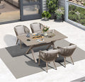 PURPLE LEAF 5 Pieces Patio Dining Set Wicker Outdoor Furniture Rectangular by PURPLELEAF