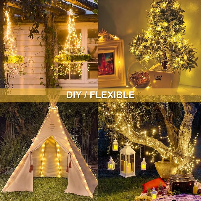 JMEXSUSS 2 Pack Solar String Lights Outdoor Waterproof, Each 33FT 100 LED Warm - Image 6
