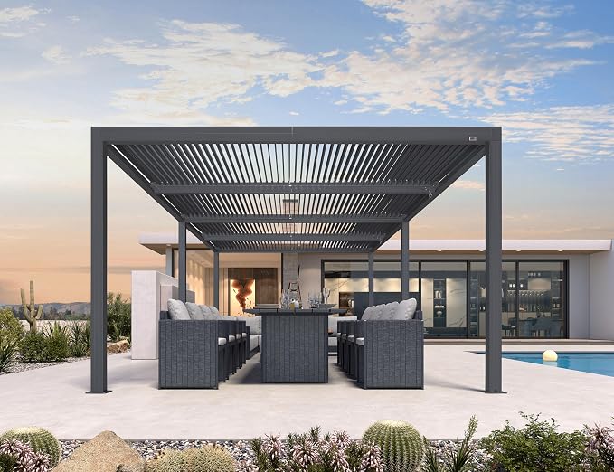 PURPLE LEAF 12' x 24' Louvered Pergola 94AS Modern Oversize Aluminum Gazebo - Image 2