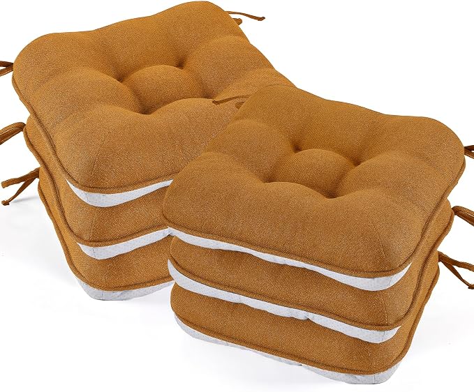 BETU Chair Cushions for Dining Chairs Set of 6, 3.5" Thick Kitchen Table Chair by BETU