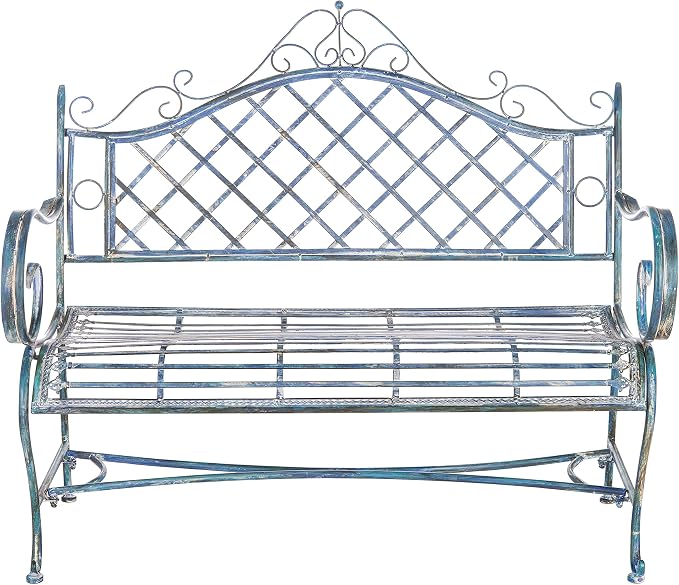 Safavieh PAT5017C Outdoor Collection Abner Antique Blue Wrought Iron 46-inch by SAFAVIEH