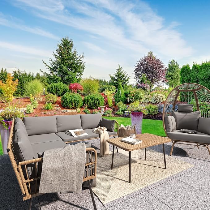 YITAHOME 4 Pieces Patio Furniture Set, Outdoor Wicker Conversation Sectional - Image 7