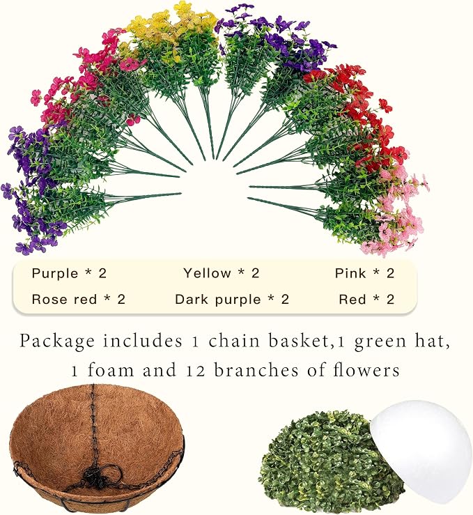 Senjie 12 Bundles Artificial Hanging Flowers - Image 3
