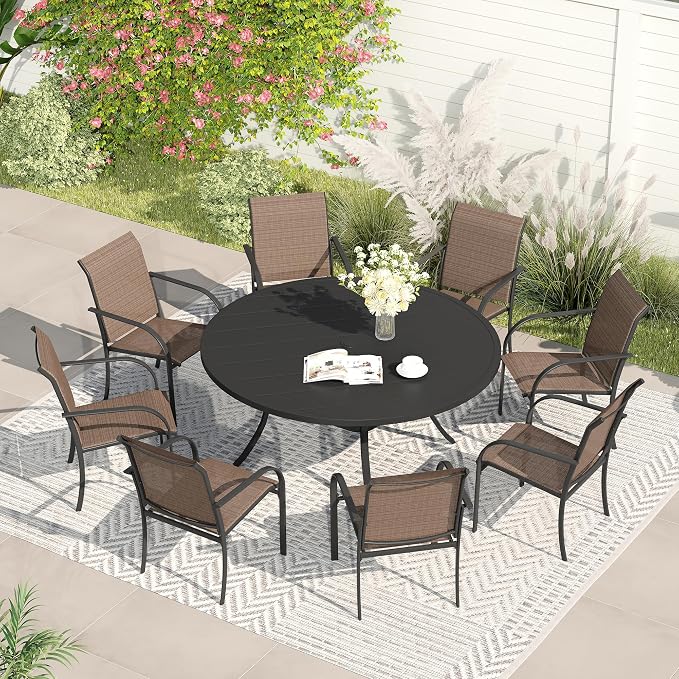 VICLLAX Patio Dining Set for 8, Outdoor Furniture Set Includes 53" Round Patio by HOME