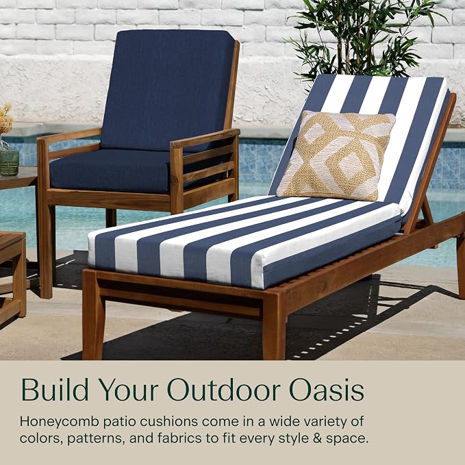 Honeycomb Outdoor Heritage Chaise, 26 x 80, Cabana Stripe Blue & White Chair - Image 3
