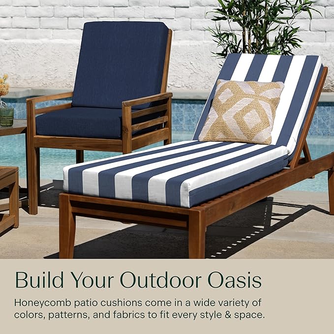 Honeycomb Outdoor Heritage Chaise 21.5 x 70, Cabana Stripe Blue & White Chaise - Image 3