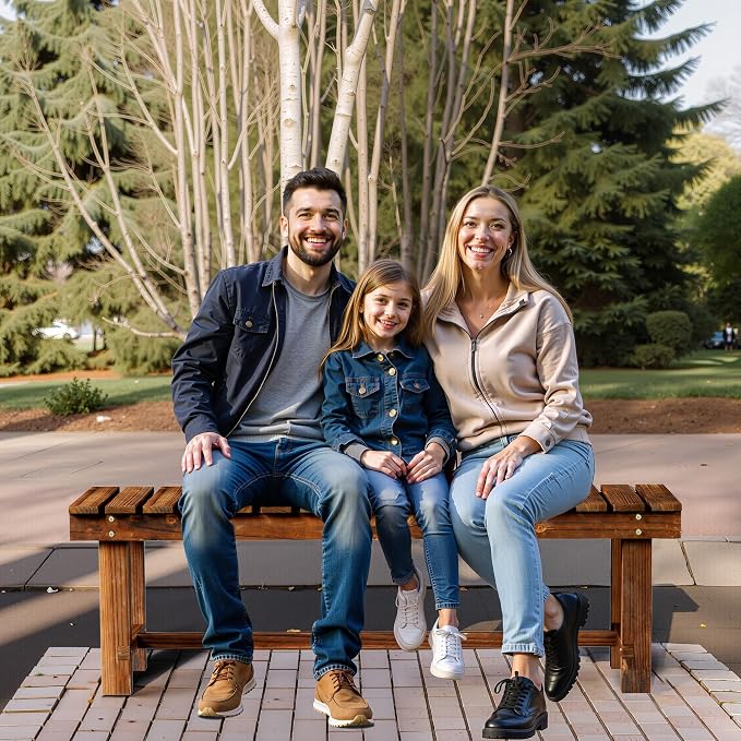 47.2" Outdoor Garden Bench, Weatherproof Patio Benches 3-Person Seat Backless - Image 7