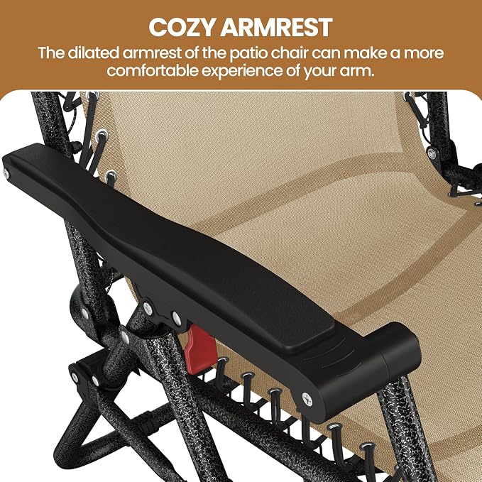 Yaheetech Zero Gravity Recliners Outdoor Adjustable Folding Reclining Lounge - Image 6