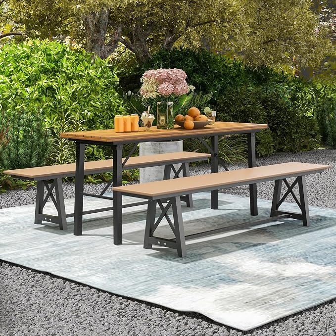 Giantex Outdoor Bench, 3-4 Person Garden Bench, 1100 LBS Capacity, Weatherproof - Image 7