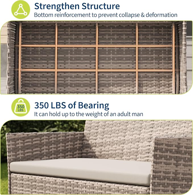GAOMON 4-Piece Patio Furniture Set, Modern PE Rattan Conversation Set - Image 6