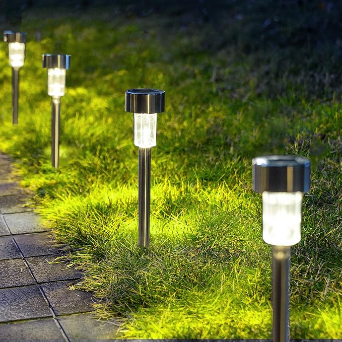 GIGALUMI Solar Pathway Lights, Stainless Steel IP44 Waterproof Auto On/Off - Image 8