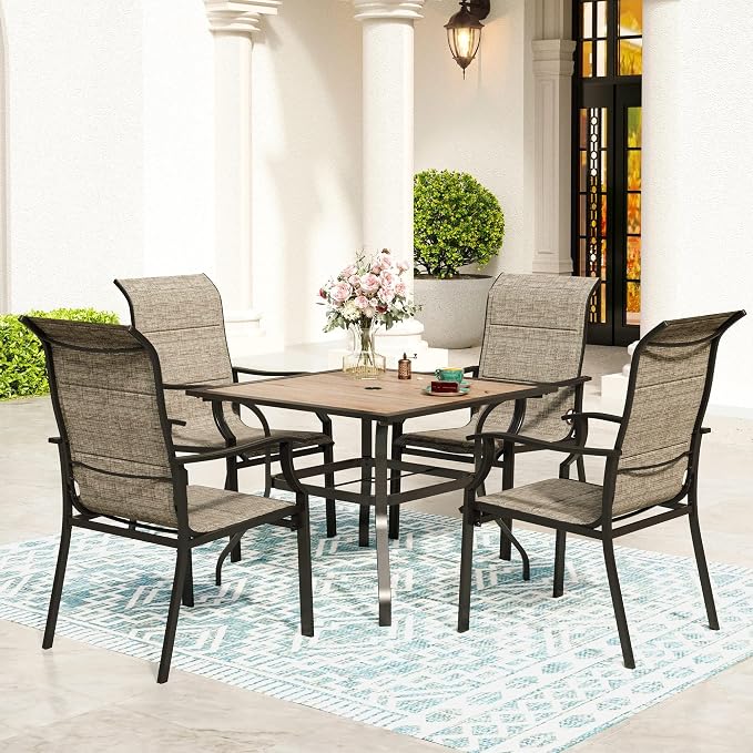 5 Pieces Patio Dining Sets for 4 Person, Outdoor Table and Chairs Set - Image 2