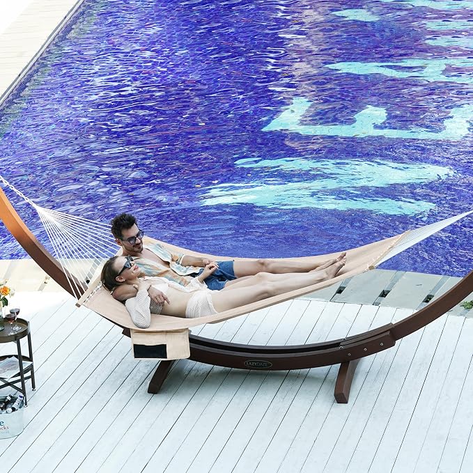 Lazy Daze Hammocks 11 FT Double Outside Hammock Quick Dry Olefin Fabric Hammock - Image 2
