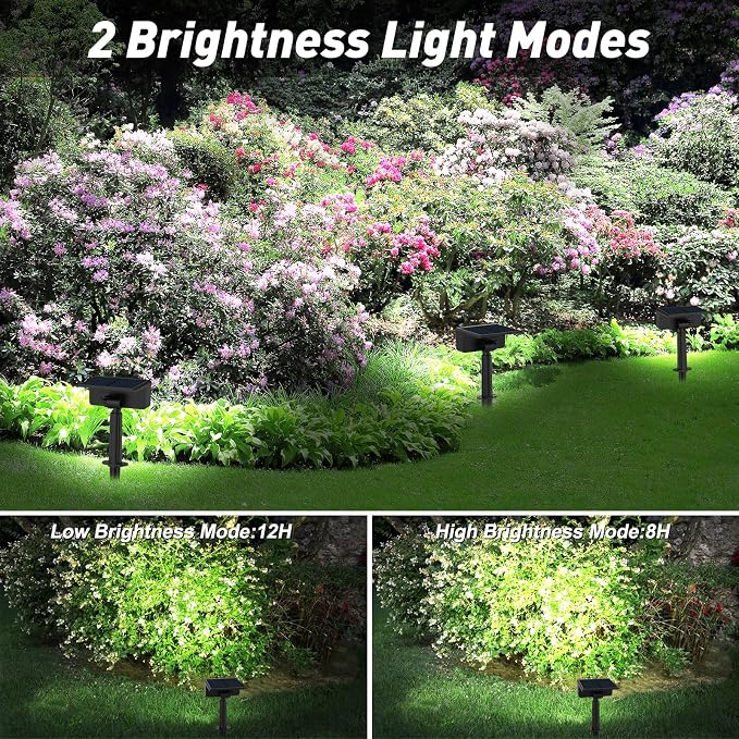T-SUN Solar Spot Lights Outdoor, 8 Pack 49LED Landscape Spotlights, 2 Lighting - Image 3