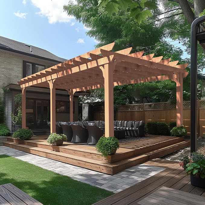 MUPATER 12x20 FT Retratable Wooden Pergola Gazebo - Image 7