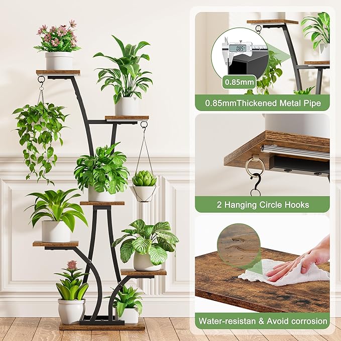 Plant Stand with Grow Light for Indoor Plants, 6 Tiered Metal Plant Shelf - Image 3