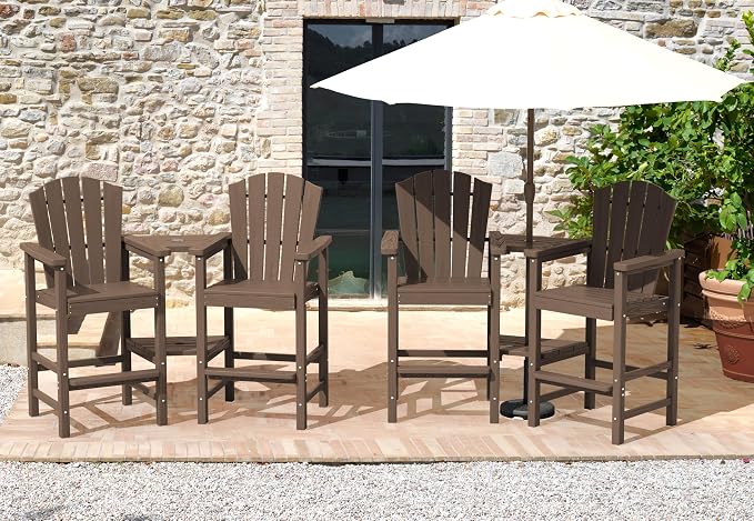 KINGYES Tall Adirondack Chair Set of 4, HDPE Tall Adirondack Barstools by KINGYES