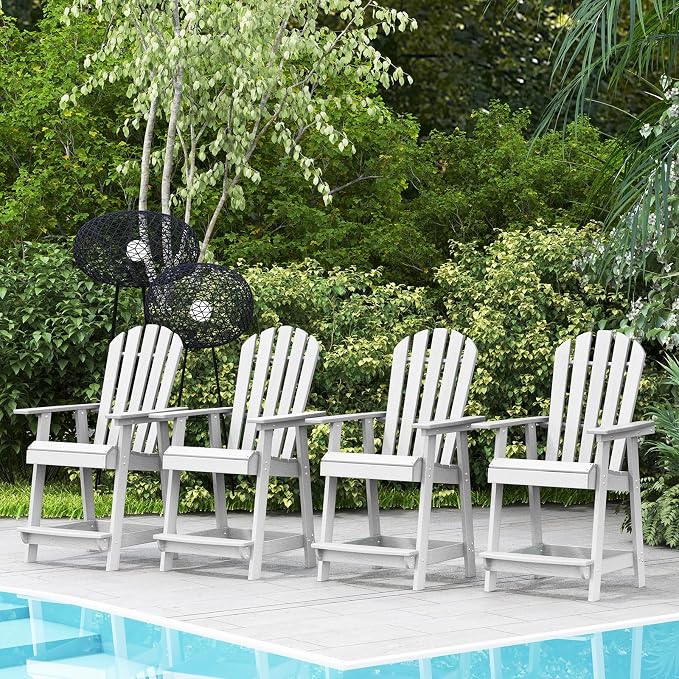 Tangkula Outdoor Bar Stool, HDPE Tall Adirondack Chair by TANGKULA