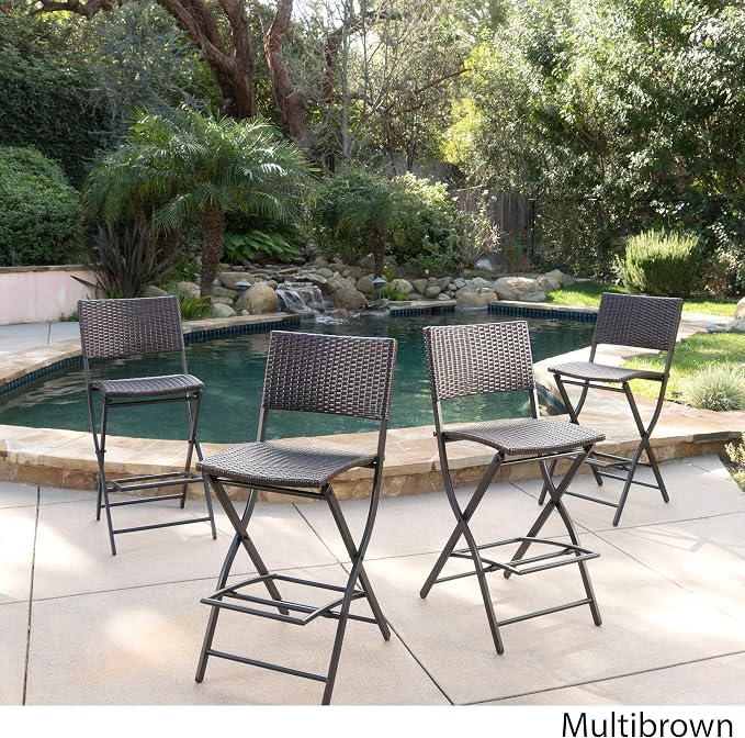 Christopher Knight Home Margarita Outdoor Wicker Barstools, 4-Pcs Set - Image 4