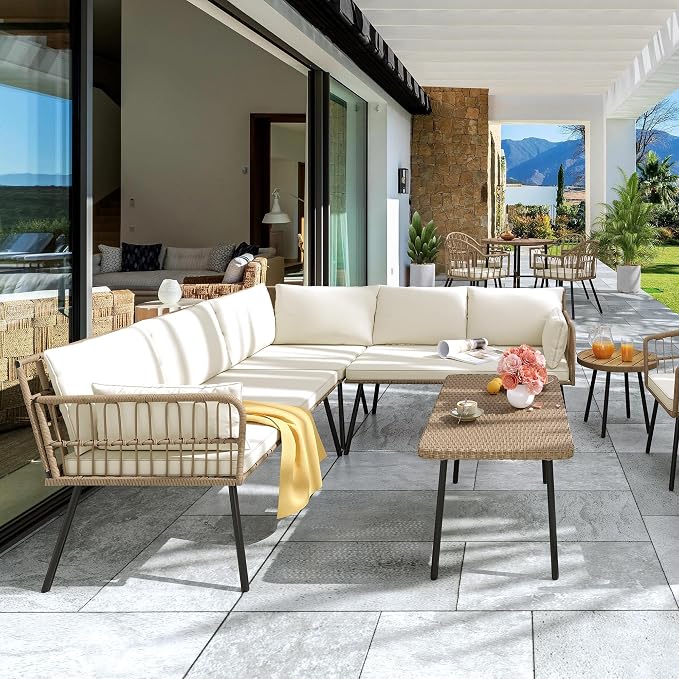 YITAHOME 4 Pieces Patio Furniture Set, Outdoor Rattan Woven Conversation - Image 6