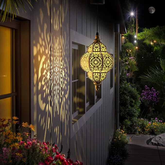 Hanging Solar Lights Outdoor Garden Decor Solar Lantern Waterproof Plastic - Image 3