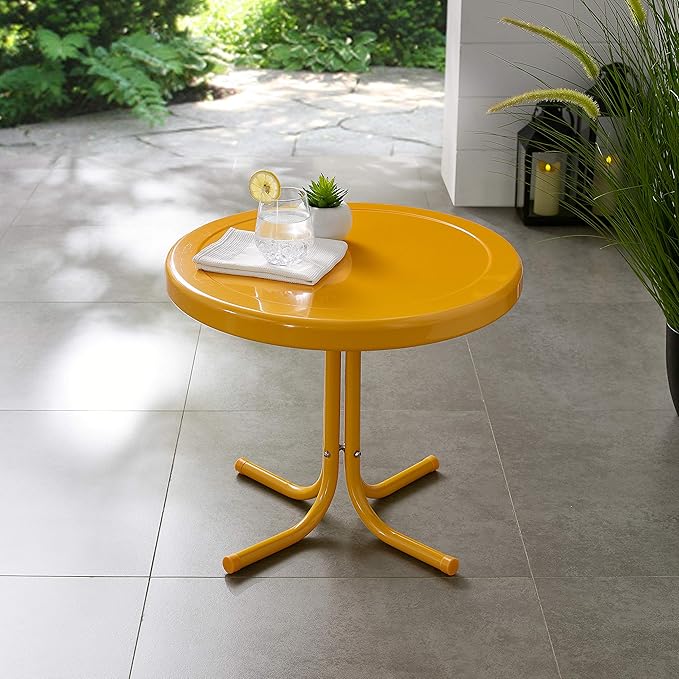 Crosley Furniture Griffith Weather Resistant Retro Metal Outdoor Side Table - Image 2