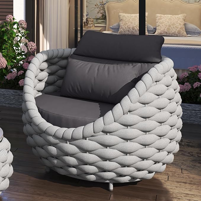 TWT 4 Pieces Patio Sofas All-Weather Rope Balcony Furniture - Image 2