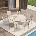 VICLLAX 7 Pieces Patio Dining Set, Outdoor Furniture Set Includes 47.2" Round by HOME