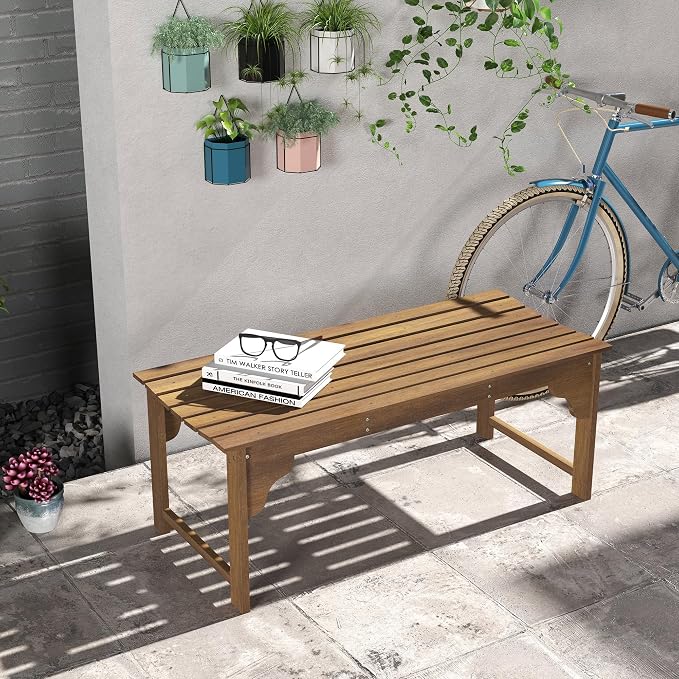Outsunny Wooden Garden Bench, Outdoor Park Bench - Image 2