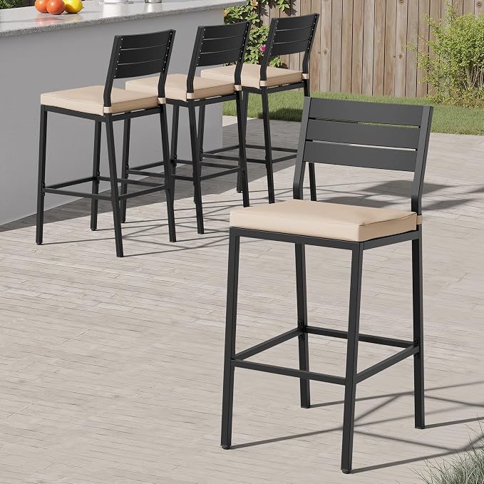 Crestlive Products Outdoor Bar Stools Set of 4, Patio Counter Height Barstools - Image 9
