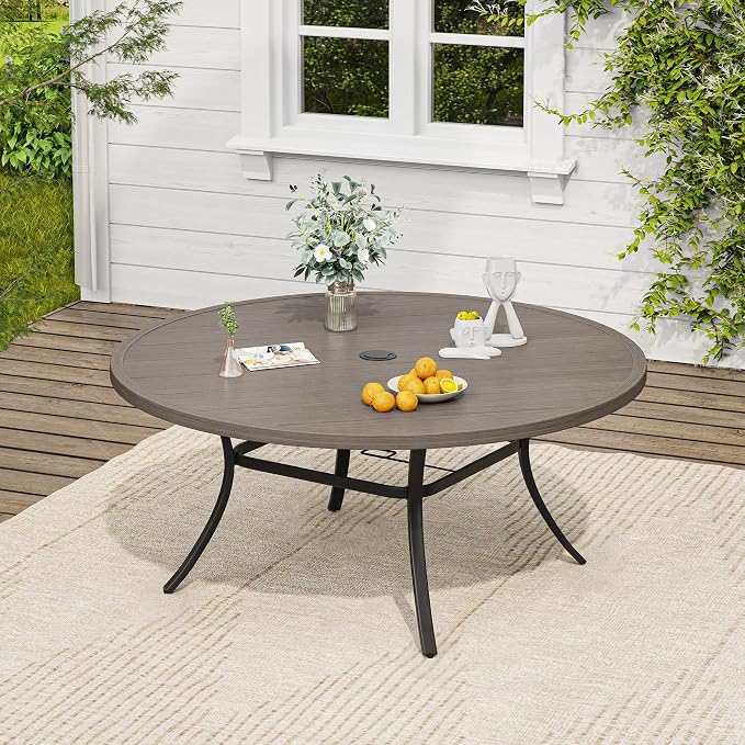 VICLLAX 60" Round Patio Table, Outdoor Dining Table - Image 2