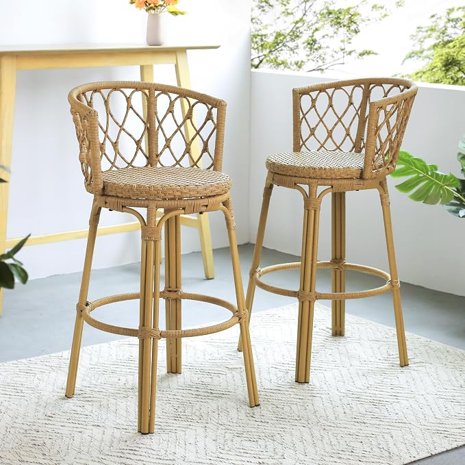 Christopher Knight Home Harrison 28.75"H Outdoor Barstools Set of 2, Rattan Bar - Image 5