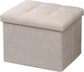 AmasSmile Beige Ottoman with Storage, Foot & Leg Rest Stools Small Cute Stool by AmasSmile