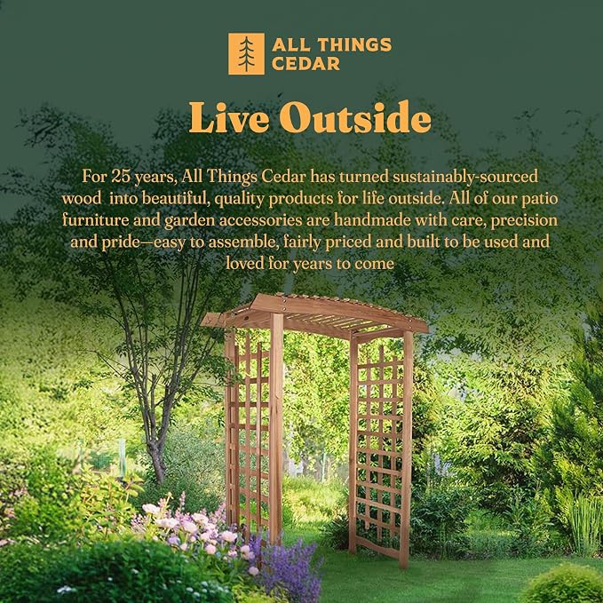 All Things Cedar 8-Foot Pagoda Arbor Garden Arch Trellis - Image 6