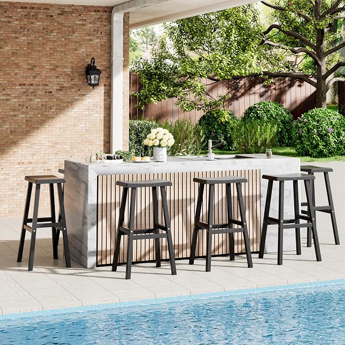 NUNU LAB HDPE Weatherproof Bar Stools Set of 2-29 Inch Bar Height Stools - Image 2