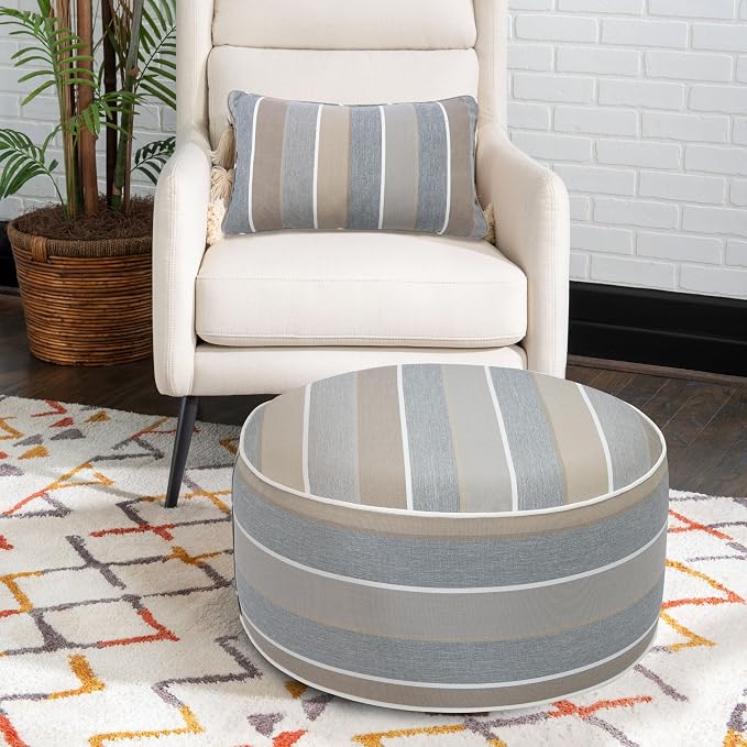 Outdoor/Indoor Inflatable Ottoman Pouf D20 xH9, All Weather Round Footstool - Image 6